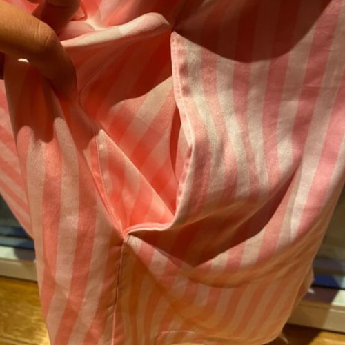 Victoria's Secret satin short robe with piping, white and pink