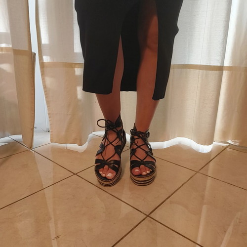 Makis Kotris women's black platform sandals EU 37