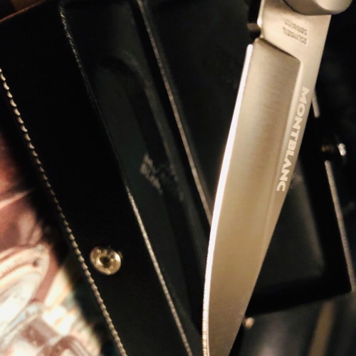 Mont Blanc Top Lock folding knife like new with leather carrying case