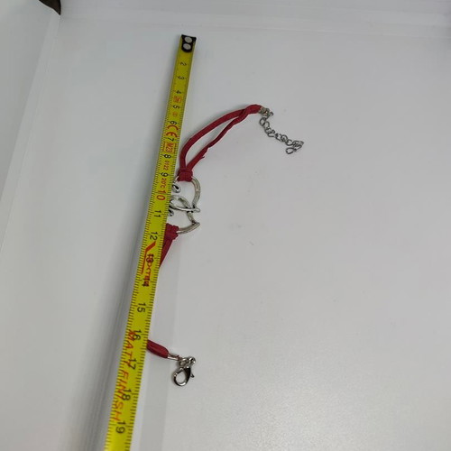 Bracelet with double heart and red suede cord like new