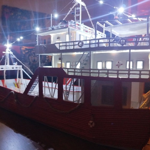 Handmade ferry boat miniature Panagia Thassou