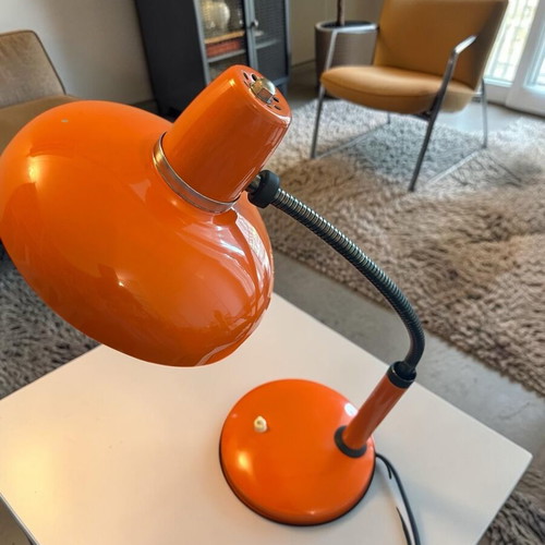 Vintage table lamp 58 cm 1970s space age orange used, collectible design