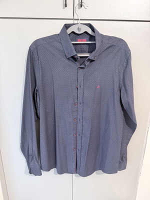 Navy Blue Shirt with Burgundy Details like new, slim fit, size L