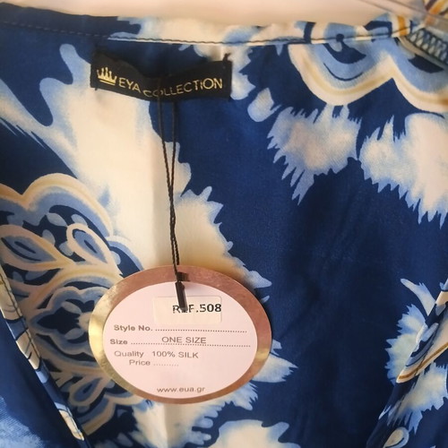Women's bustier blouse, white and blue