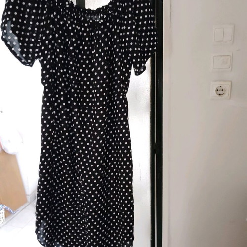 Asymmetric polka dot summer dress small - medium new, black and white