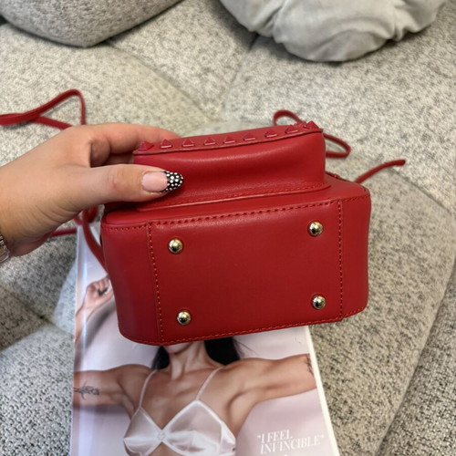 Backpack made of natural leather like new, small red