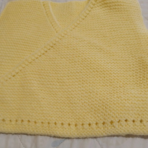 Handmade knitted baby sleeveless cardigans, yellow and blue