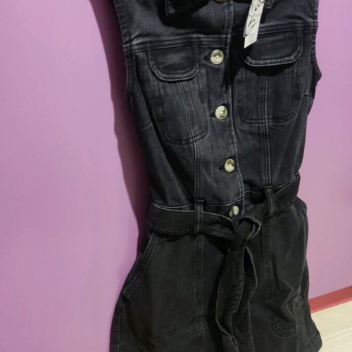 Miss Selfridge Denim Sleeveless Dress New, Black, Size S