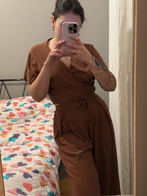 Mind Your Style set brown palazzo pants with blouse like new
