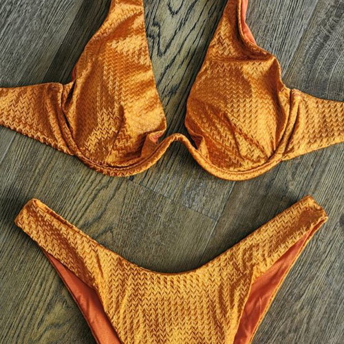 Bikini triangle underwire set size S like new tanned orange
