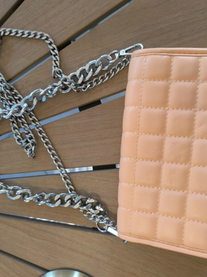 Bershka Mini Crossbody Bag with Chain, Like New, Salmon Color