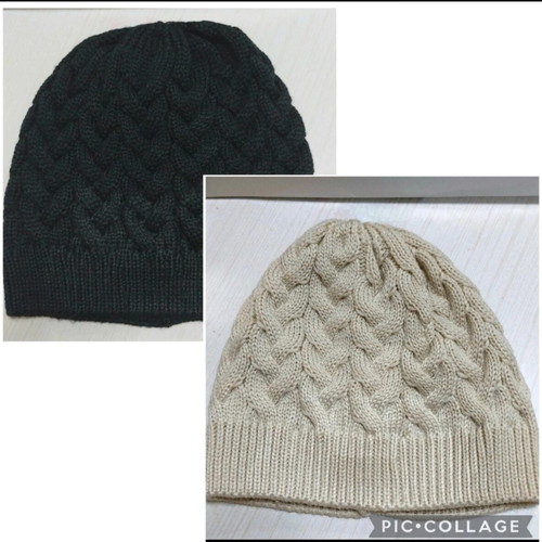 Knit caps new, pack of 2, black and beige