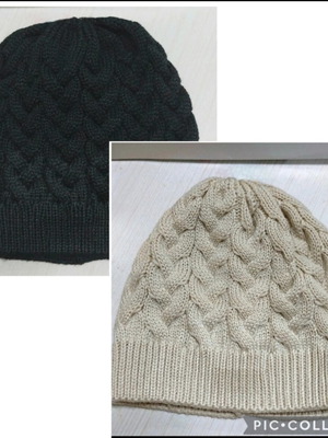 Knit caps new, pack of 2, black and beige
