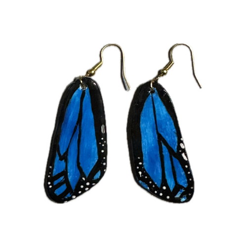 Handmade clay earrings butterfly wing shaped new, multicolored and gold