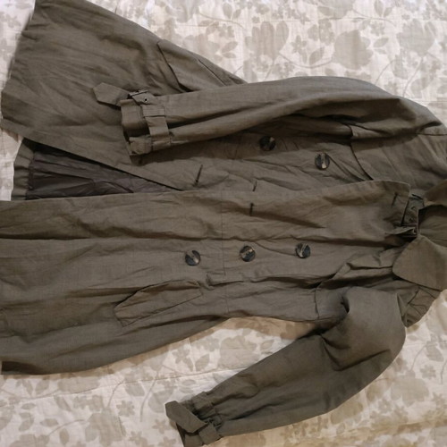 Checked gray trench coat used, size M