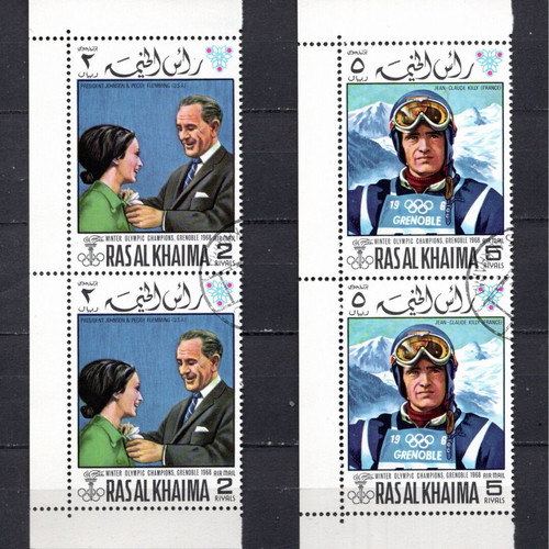 United Arab Emirates 1969 Winter Olympic Games stamps used, set of 2