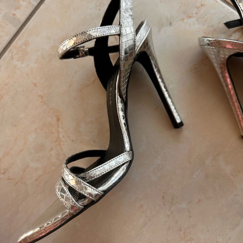 Glamazons silver sandals new, size 36, 10cm heel