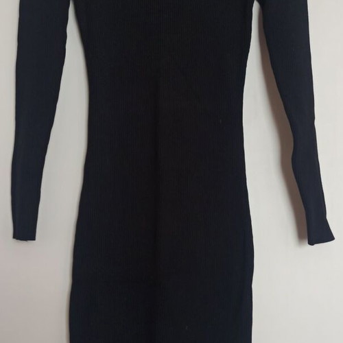 Black midi rib dress extra small, like new, viscose