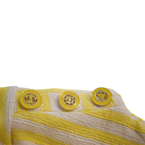 Zimmermann yellow striped cropped tweed top with nautical buttons size 2