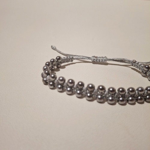 Macrame bracelet with hematite stones silver color new