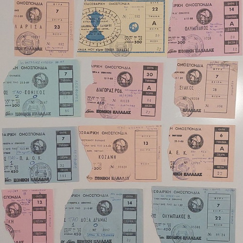 Panathinaikos used collectible football tickets collection 1987-1992