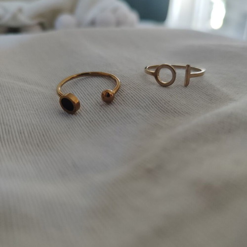 Set of pink gold stainless steel rings like new