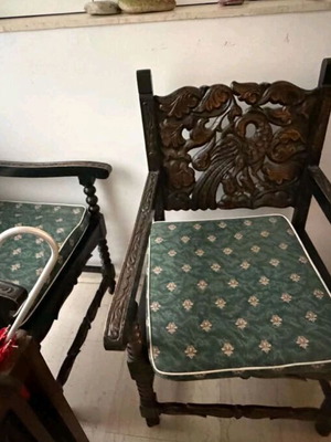Σκυριανό vintage σετ σκαλιστών ξύλινων επίπλων, 8 τεμάχια