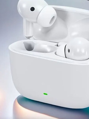 Ασύρματα ακουστικά λευκού χρώματος καινούργια με καλώδιο φόρτισης