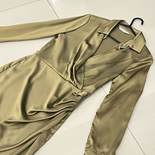 Zara dress khaki satin like new, mini -  18,00 - Vendora.cy