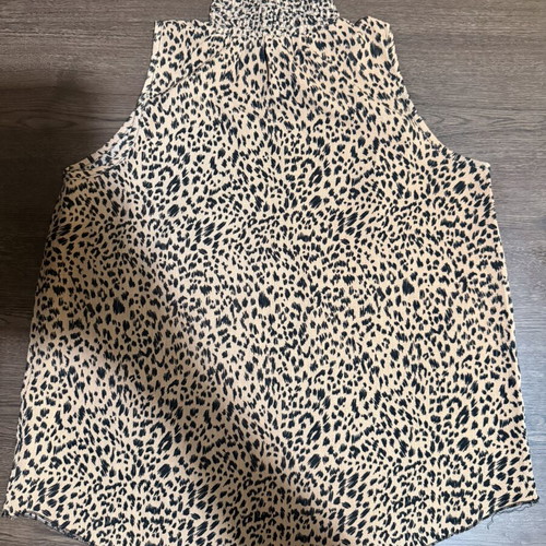 New Look Leopard Print Sleeveless High Neck Top, Size 38