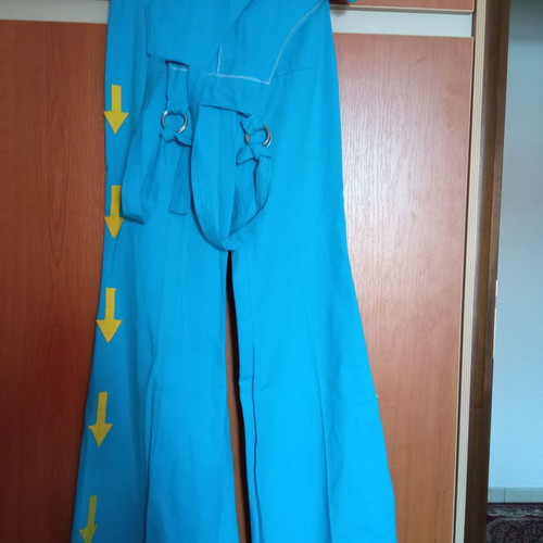 Vintage 1969 jumpsuit used, blue cotton with straps