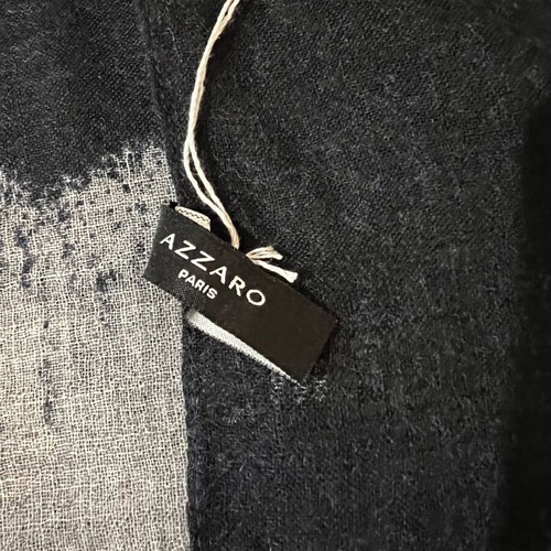 Azzaro scarf new gray and blue, 100% virgin wool