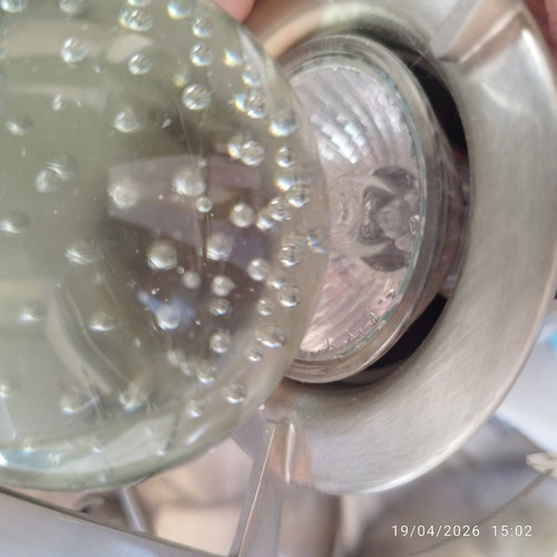 Apollo Rocket pendant lights used, metal frame with seeded glass spheres