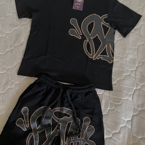 Syna World black summer set with modern streetwear design
