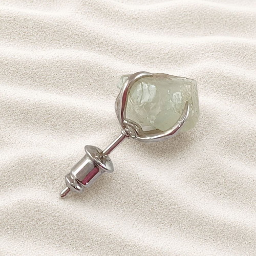 Handmade earrings from silver-plated bronze and raw fluorite, new