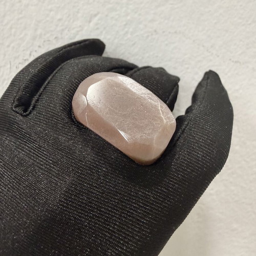 Sunstone natural ring, handmade, unique peach-pink