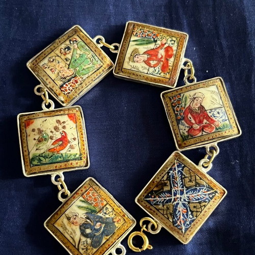 Bracelet Persian miniatures painting used on 925 silver base
