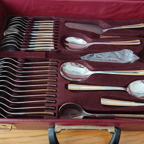 Solingen cutlery set 68 pieces stainless steel 18/10 gold details with luxury case
