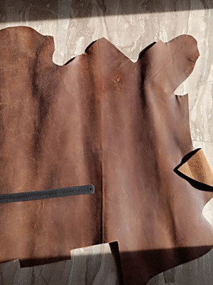 Cowhide scrap new in tan color 1.5 mm thickness