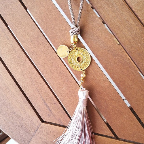 Gouri 2025 pendant 25cm with tassel new, beige champagne