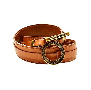 Burberry Tan Brown Leather Brass Tone Hardware Ring BELT Size 30/ 75