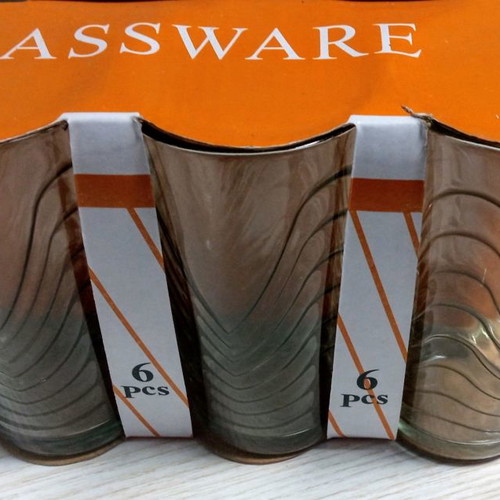 Water glasses new, set of 6 with embossed design