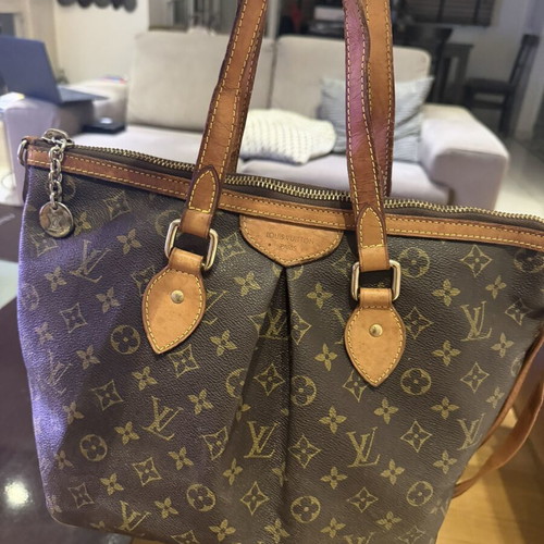 Louis Vuitton Palermo PM Monogram bag used, brown leather patina