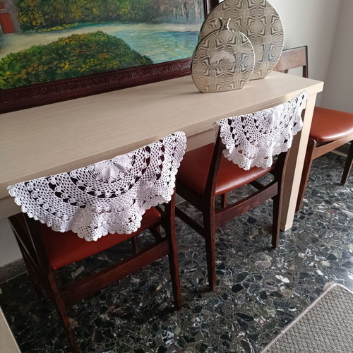 Handmade crocheted doilies used, set of 2, 40 cm