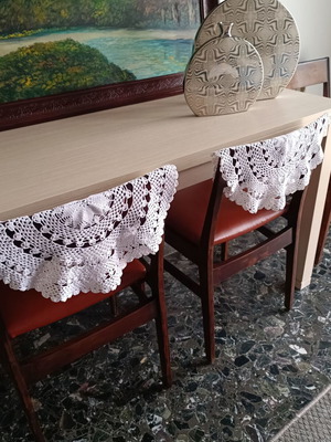 Handmade crocheted doilies used, set of 2, 40 cm