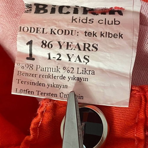 Bicirra Kids Girl Pants 1-2 Years Red With Strass Butterfly Like New