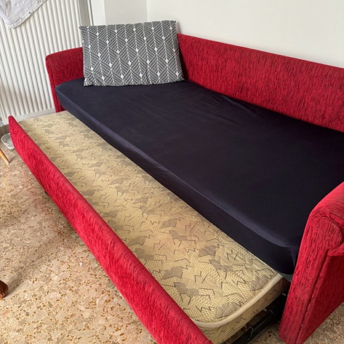 Sofa bed 4-seater used, red