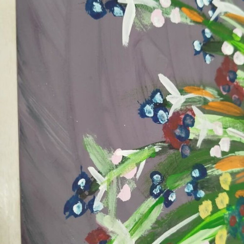 Painting on canvas 70x50 cm tempera vase new