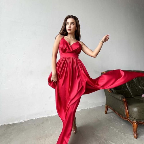 Red Maxi Dress size S new