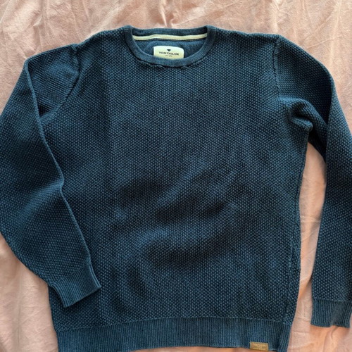 Men's knitted sweater Tom Tailor used, blue, cotton, size M